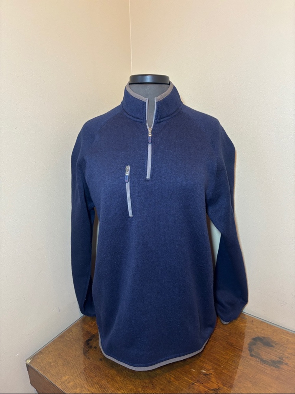 Johnnie-O Men's Navy Quarter-Zip Fleece Pullover, large